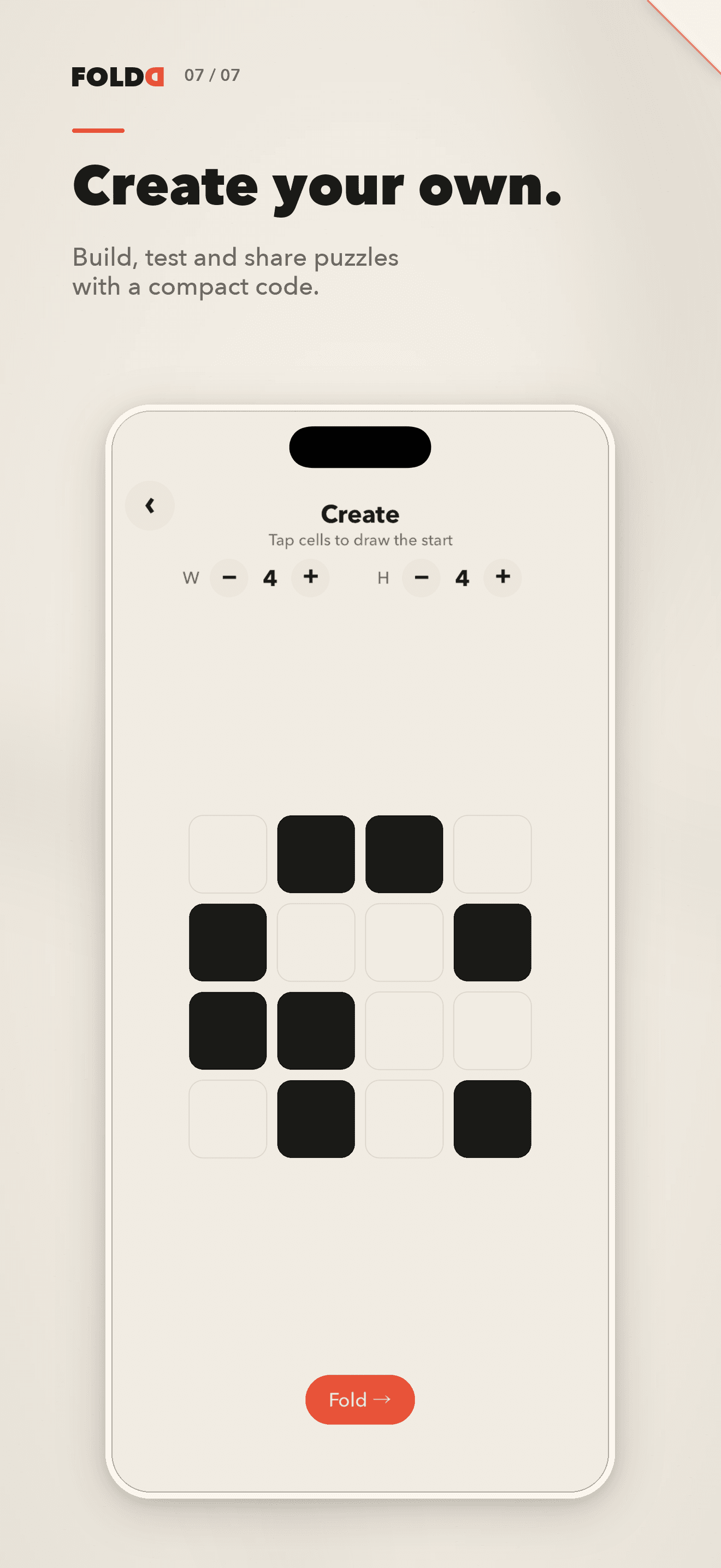 The Foldd puzzle creator with a custom pattern ready to test and share.